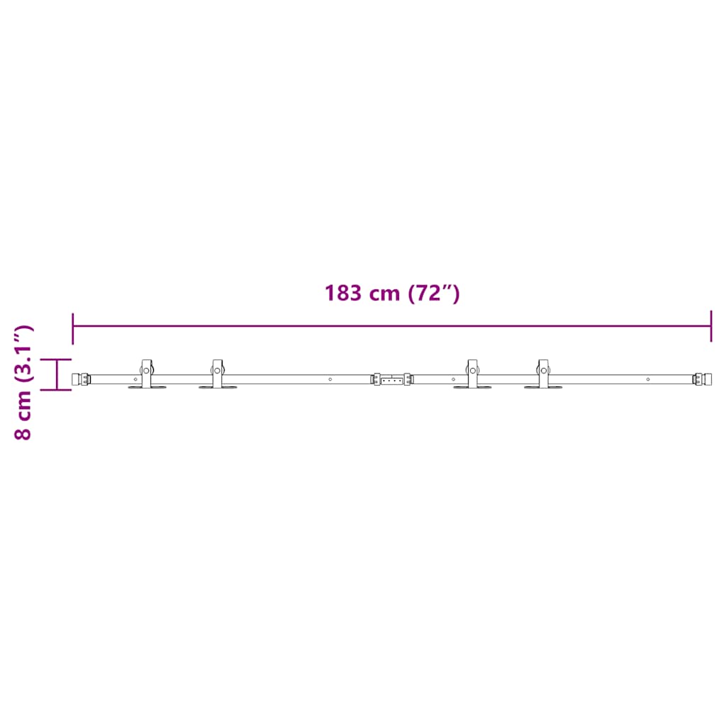 Sliding Cabinet Door Kit 183 cm Carbon Steel