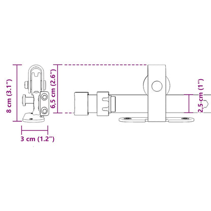 Sliding Cabinet Door Kit 244 cm Carbon Steel