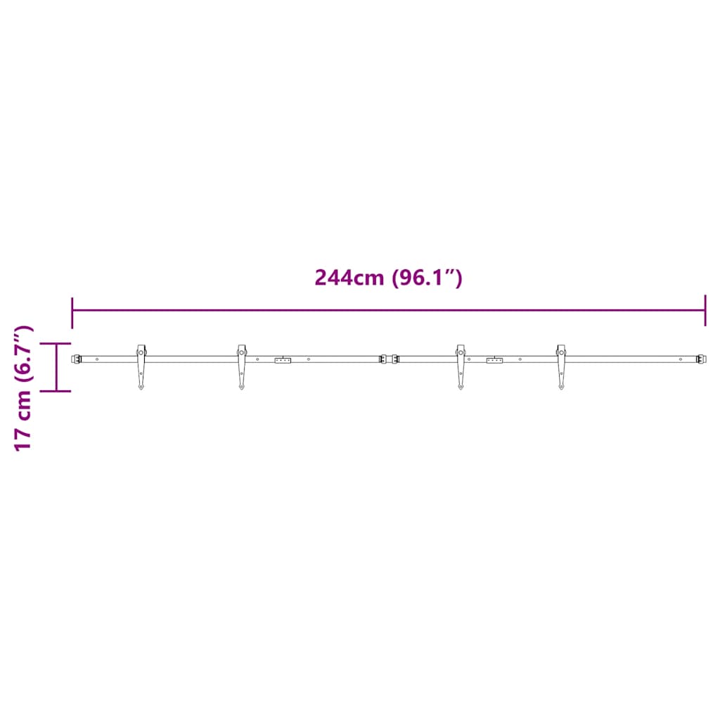 Sliding Cabinet Door Kit 244 cm Carbon Steel