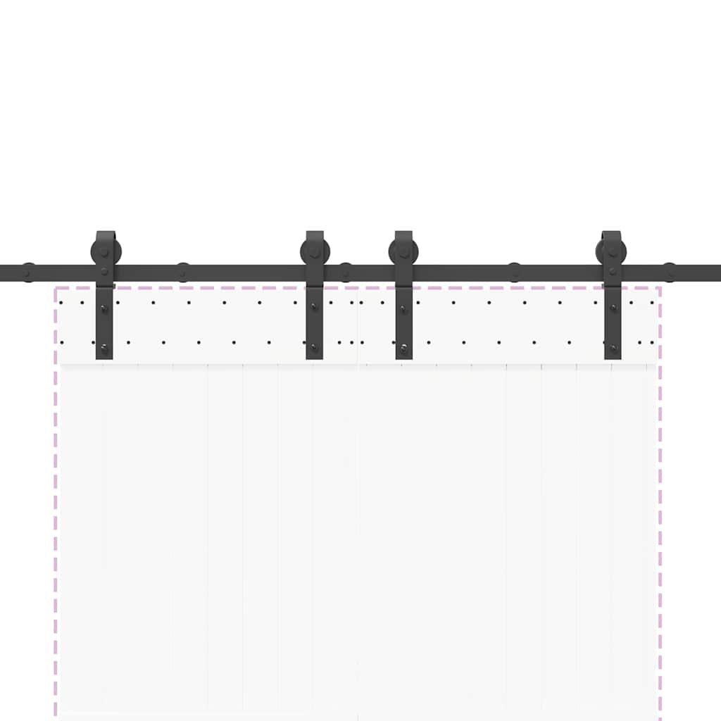 Sliding Door Hardware Kit 200 cm Steel Black