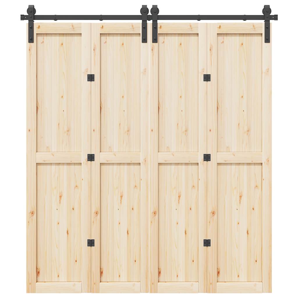 Sliding Door Hardware Kit 200 cm Steel Black