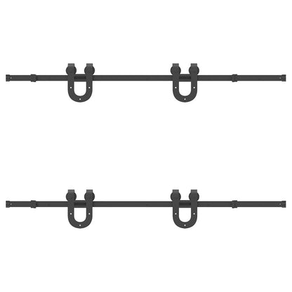 Sliding Door Hardware Kit 183 cm Steel Black