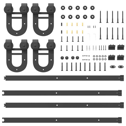 Sliding Door Hardware Kit 183 cm Steel Black