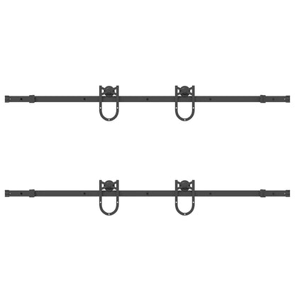 Sliding Door Hardware Kit 183 cm Steel Black