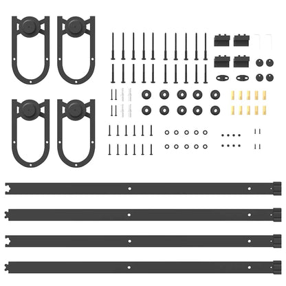 Sliding Door Hardware Kit 183 cm Steel Black