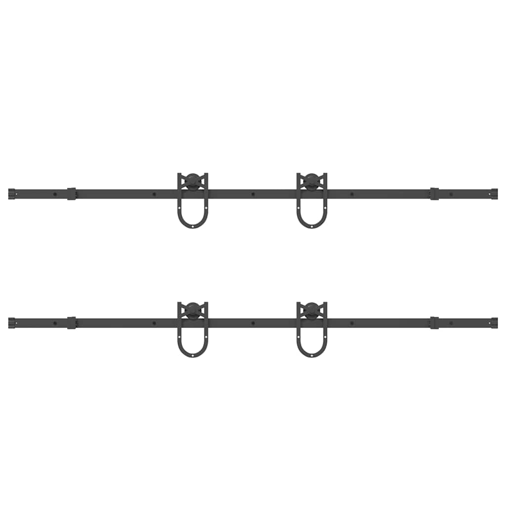 Sliding Door Hardware Kit 200 cm Steel Black