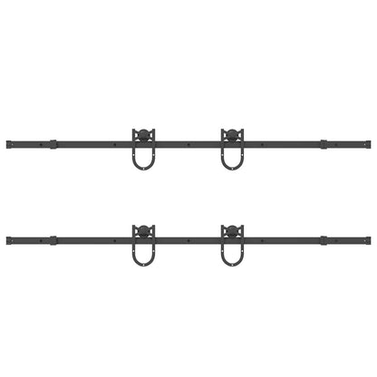 Sliding Door Hardware Kit 200 cm Steel Black