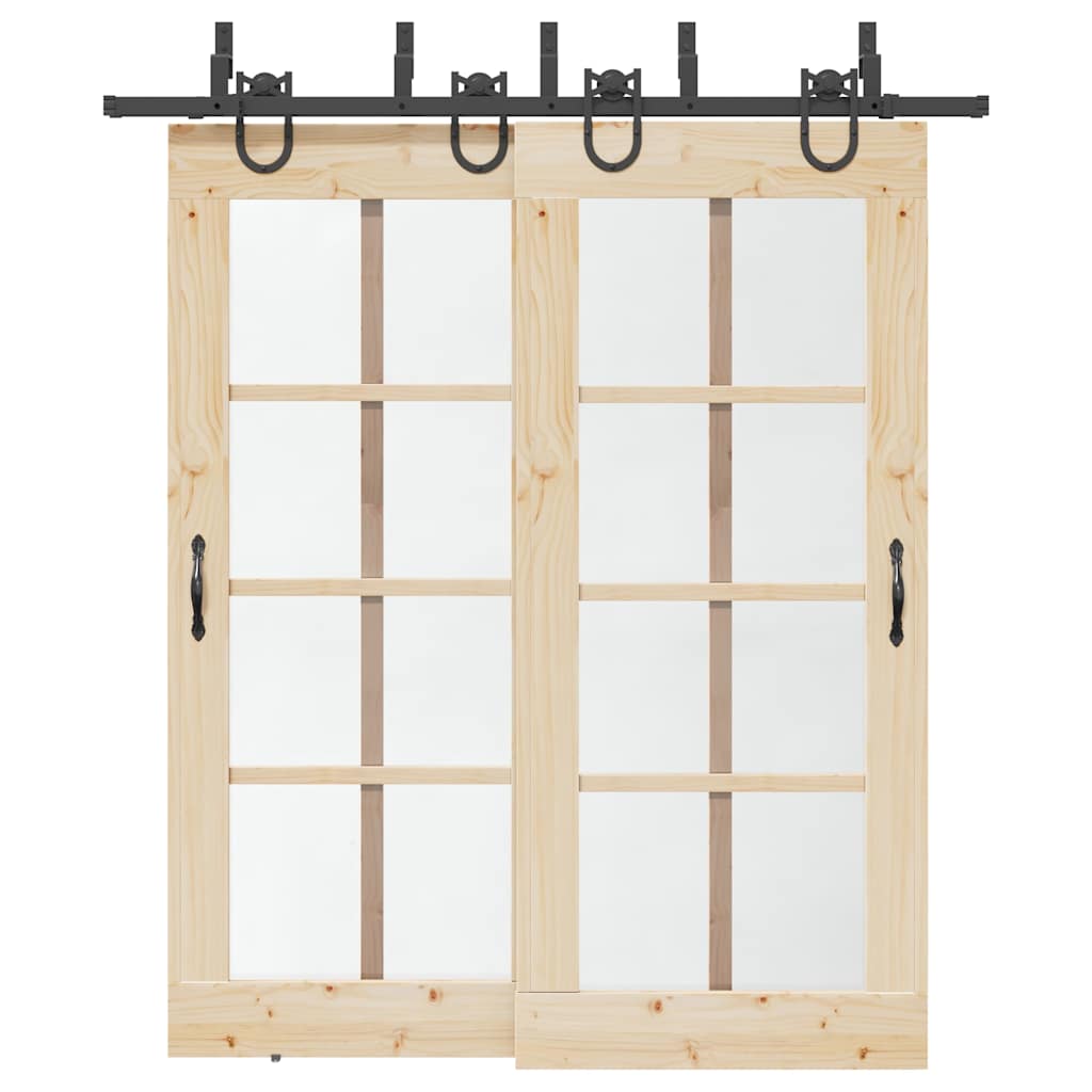 Sliding Door Hardware Kit 200 cm Steel Black