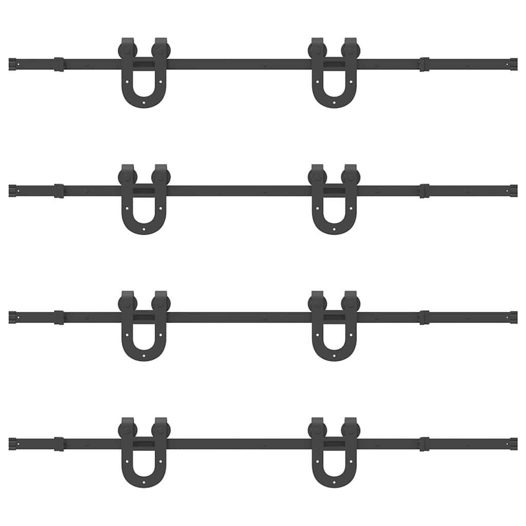 Sliding Door Hardware Kit 366 cm Steel Black