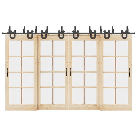 Sliding Door Hardware Kit 366 cm Steel Black