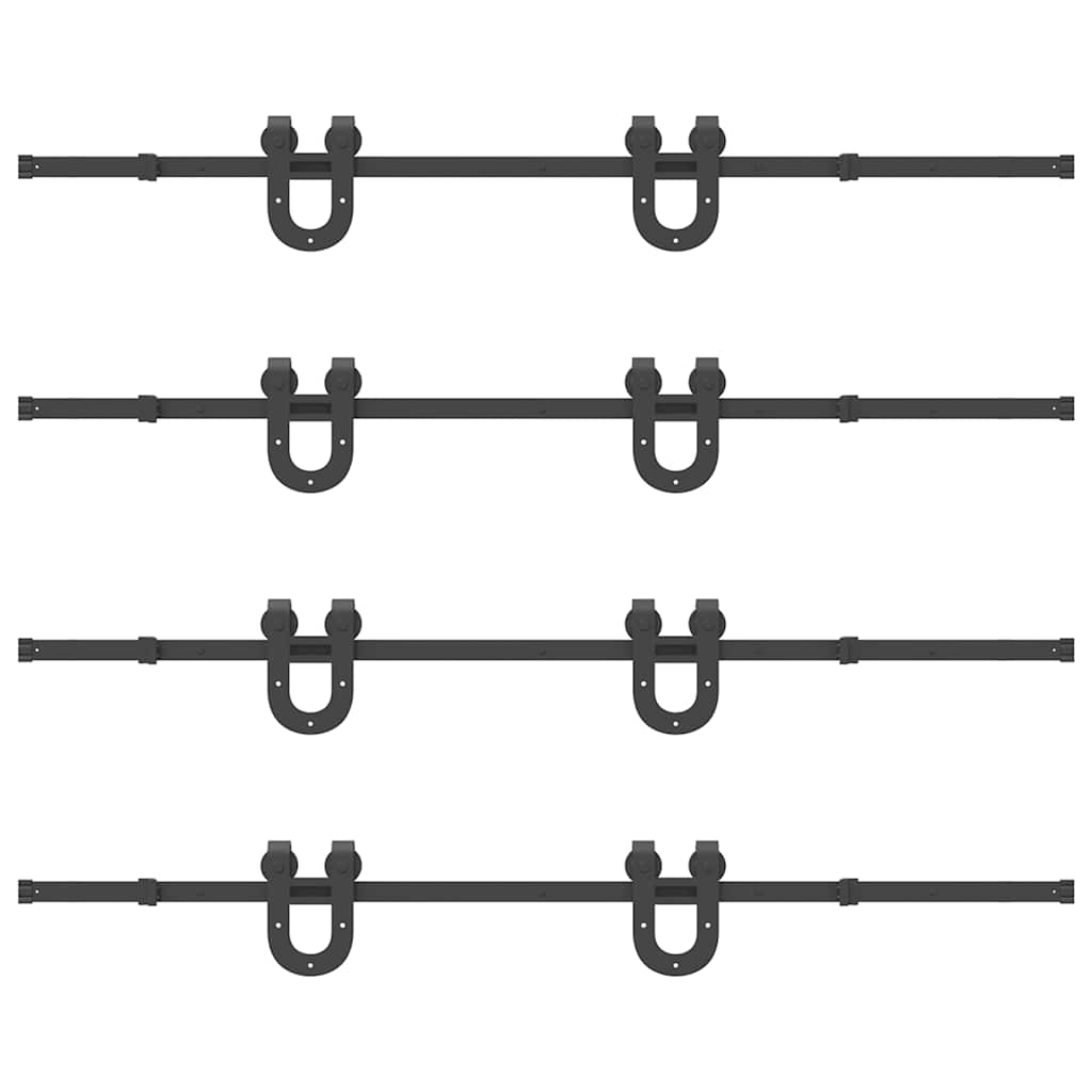 Sliding Door Hardware Kit 400 cm Steel Black