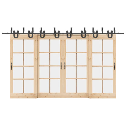 Sliding Door Hardware Kit 400 cm Steel Black