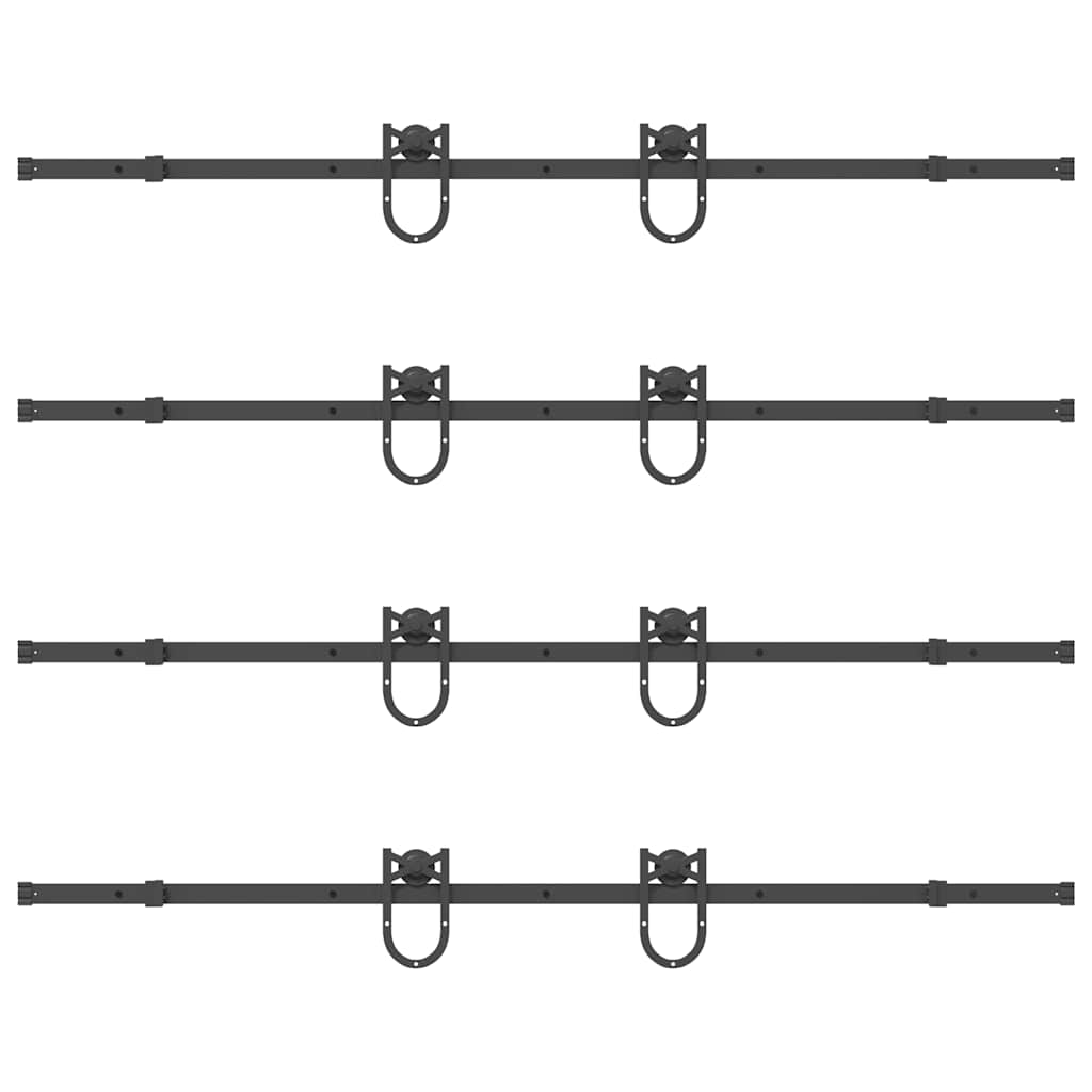 Sliding Door Hardware Kit 400 cm Steel Black