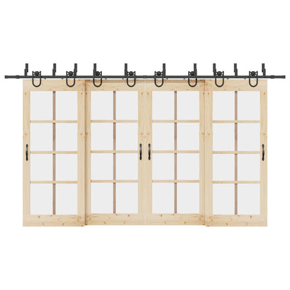 Sliding Door Hardware Kit 400 cm Steel Black