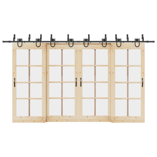 Sliding Door Hardware Kit 400 cm Steel Black