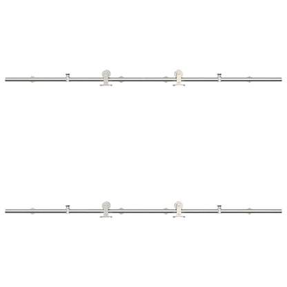 Sliding Door Hardware Kit 200 cm Stainless Steel Silver