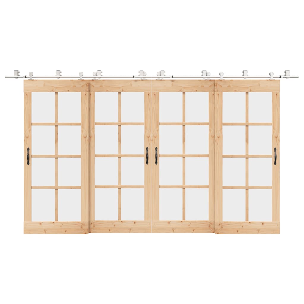 Sliding Door Hardware Kit 200 cm Stainless Steel Silver