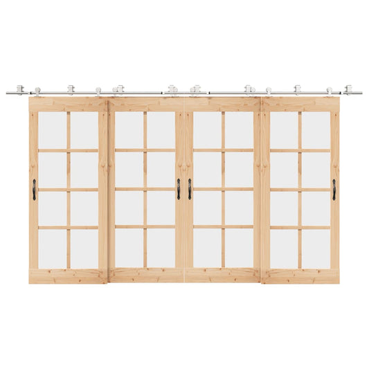 Sliding Door Hardware Kit 200 cm Stainless Steel Silver