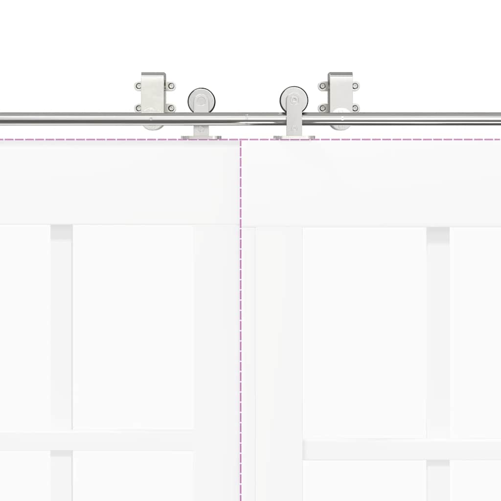 Sliding Door Hardware Kit 200 cm Stainless Steel Silver
