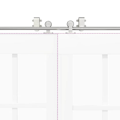 Sliding Door Hardware Kit 200 cm Stainless Steel Silver
