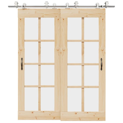 Sliding Door Hardware Kit 200 cm Stainless Steel Silver