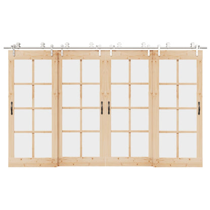 Sliding Door Hardware Kit 366 cm Stainless Steel Silver
