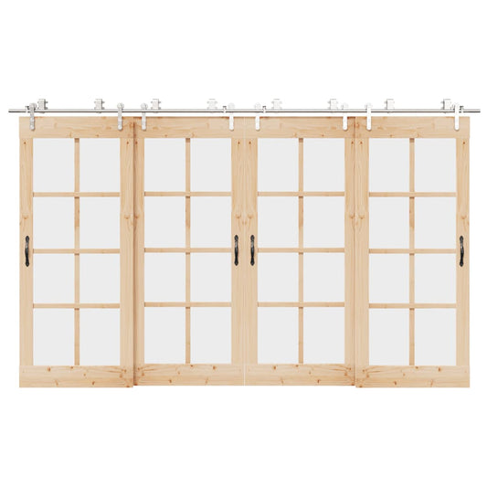 Sliding Door Hardware Kit 366 cm Stainless Steel Silver