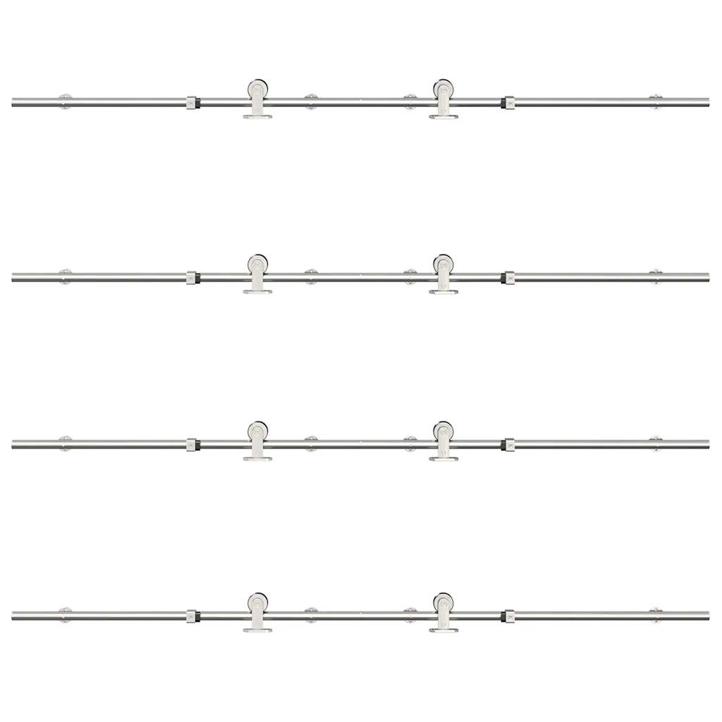 Sliding Door Hardware Kit 366 cm Stainless Steel Silver