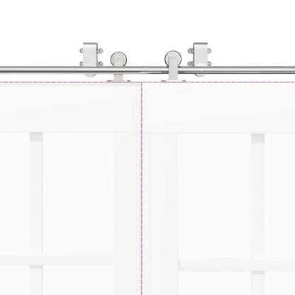 Sliding Door Hardware Kit 366 cm Stainless Steel Silver