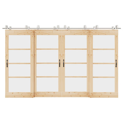 Sliding Door Hardware Kit 366 cm Stainless Steel Silver