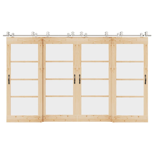 Sliding Door Hardware Kit 366 cm Stainless Steel Silver