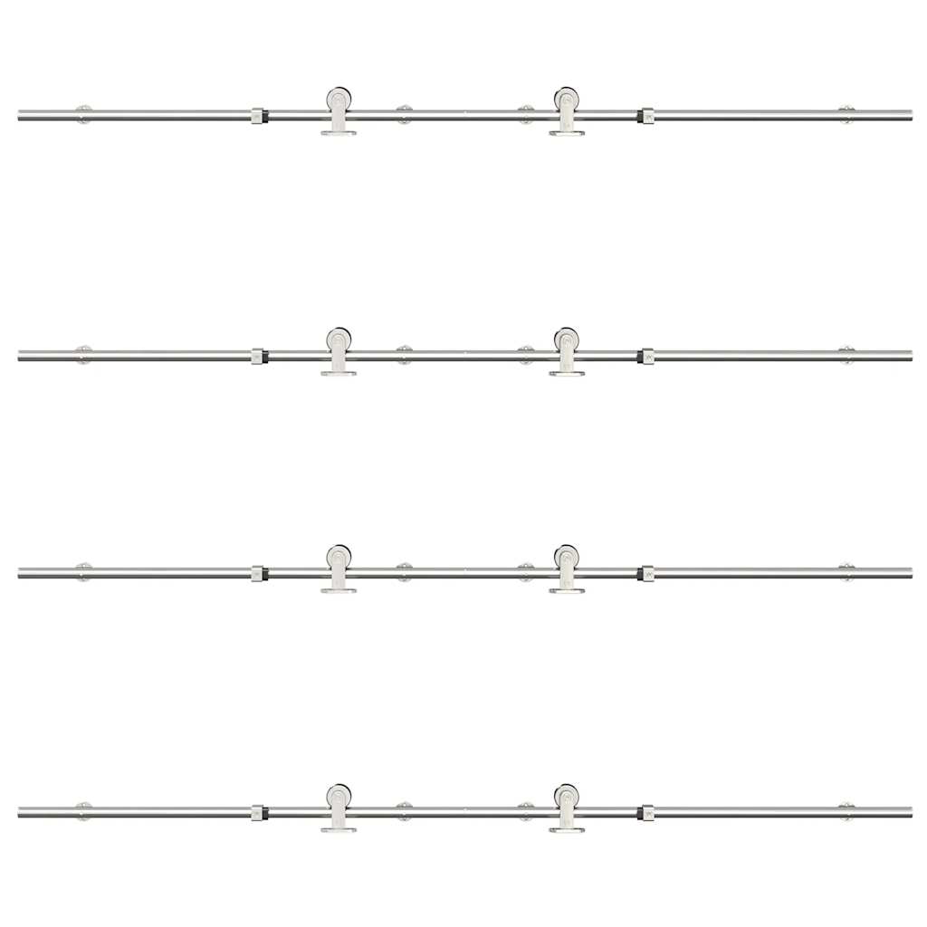 Sliding Door Hardware Kit 400 cm Stainless Steel Silver