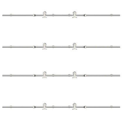 Sliding Door Hardware Kit 400 cm Stainless Steel Silver