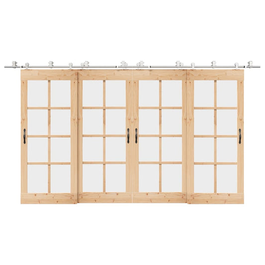 Sliding Door Hardware Kit 400 cm Stainless Steel Silver