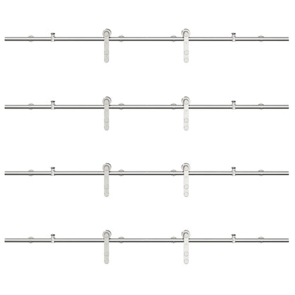 Sliding Door Hardware Kit 366 cm Stainless Steel Silver