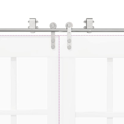 Sliding Door Hardware Kit 366 cm Stainless Steel Silver