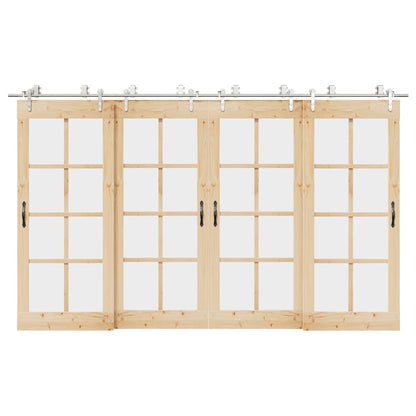 Sliding Door Hardware Kit 366 cm Stainless Steel Silver