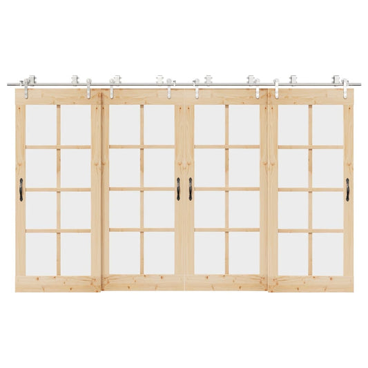 Sliding Door Hardware Kit 366 cm Stainless Steel Silver