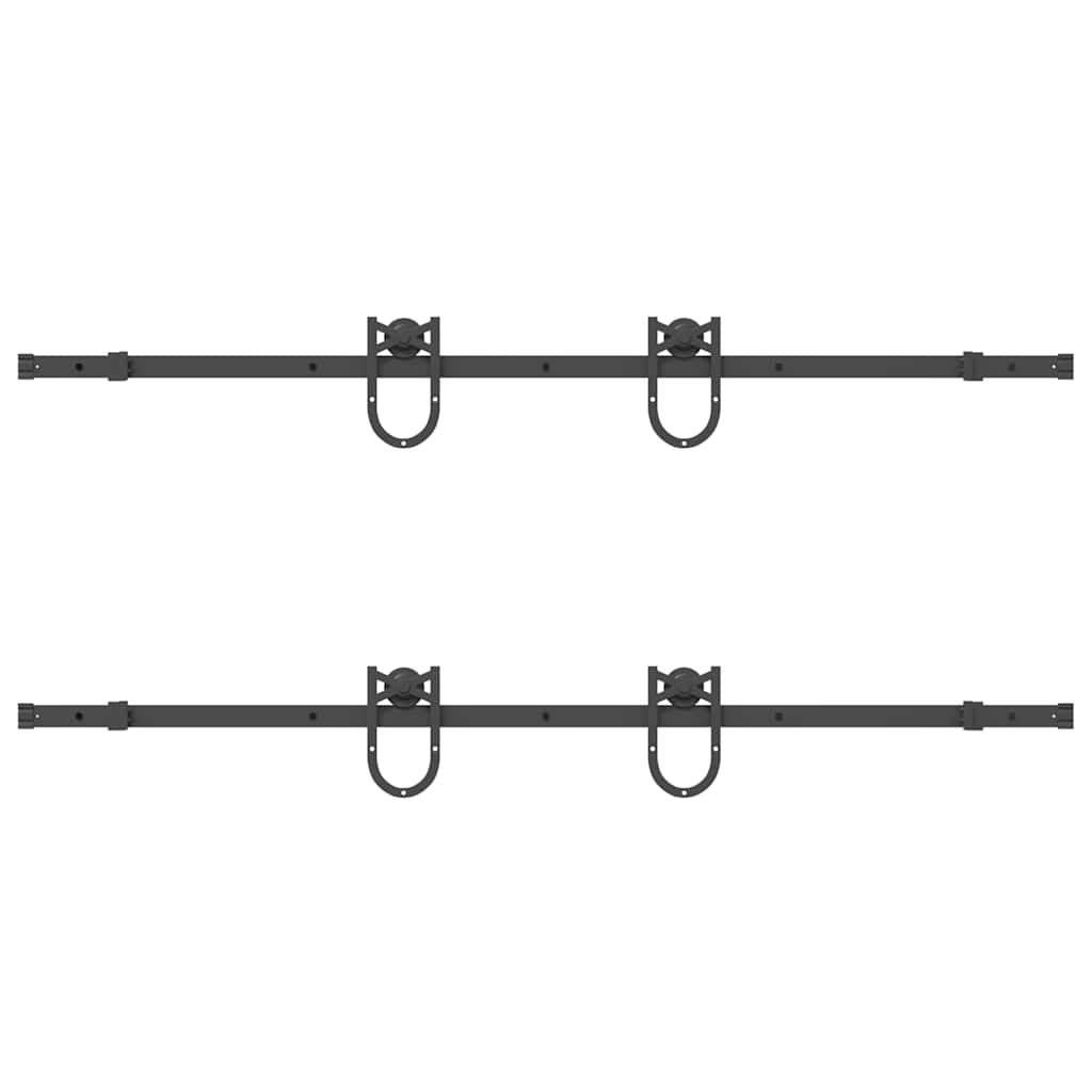 Sliding Door Hardware Kit 366 cm Steel Black
