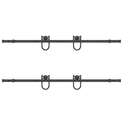 Sliding Door Hardware Kit 366 cm Steel Black