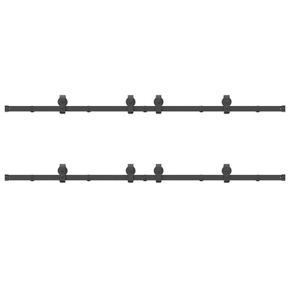 Sliding Door Hardware Kit 366 cm Steel Black