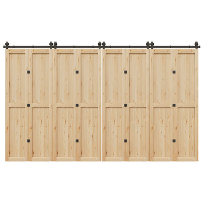 Sliding Door Hardware Kit 366 cm Steel Black