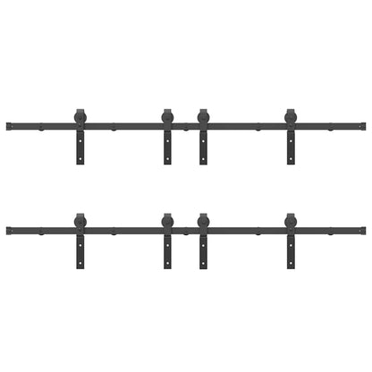 Sliding Door Hardware Kit 366 cm Steel Black