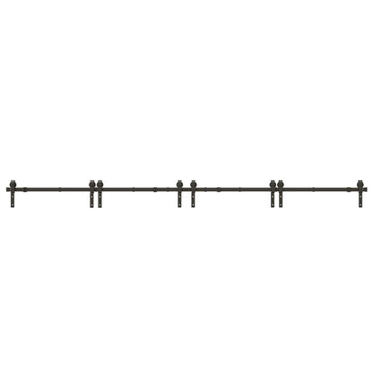 Sliding Door Hardware Kit 366 cm Steel Black