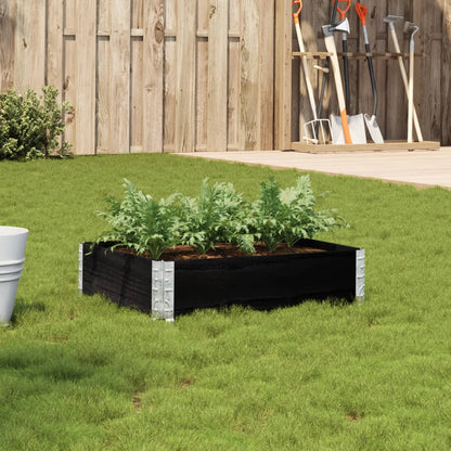 Garden Planter Black 80x60 cm Solid Wood Pine