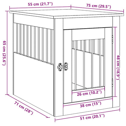 Dog Crate Furniture Artisan Oak 55x75x65 cm Engineered Wood