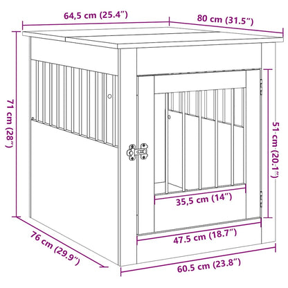 Dog Crate Furniture Old Wood 64.5x80x71 cm Engineered Wood