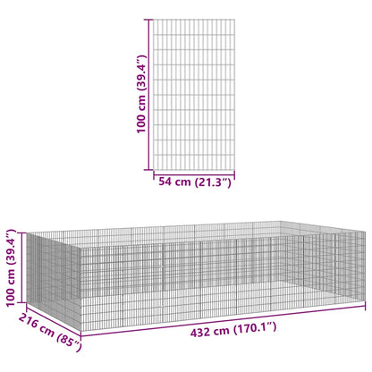Free Range Animal Enclosure 24-Panel 54x100 cm Galvanised Iron
