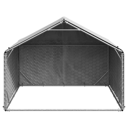 Outdoor Dog Kennel with Cover 2x2x1.5 m Galvanised Steel