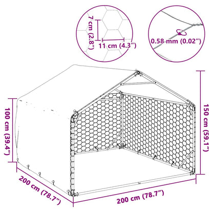 Outdoor Dog Kennel with Cover 2x2x1.5 m Galvanised Steel